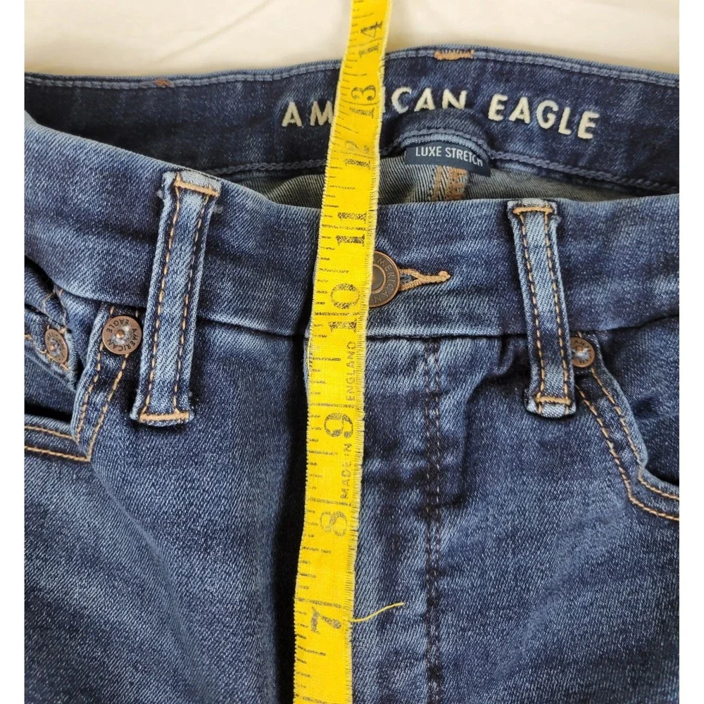 American Eagle Super High-Rise Flare Jeans Luxe Stretch Dark Wash 4 Short 3945 - Picture 4 of 11